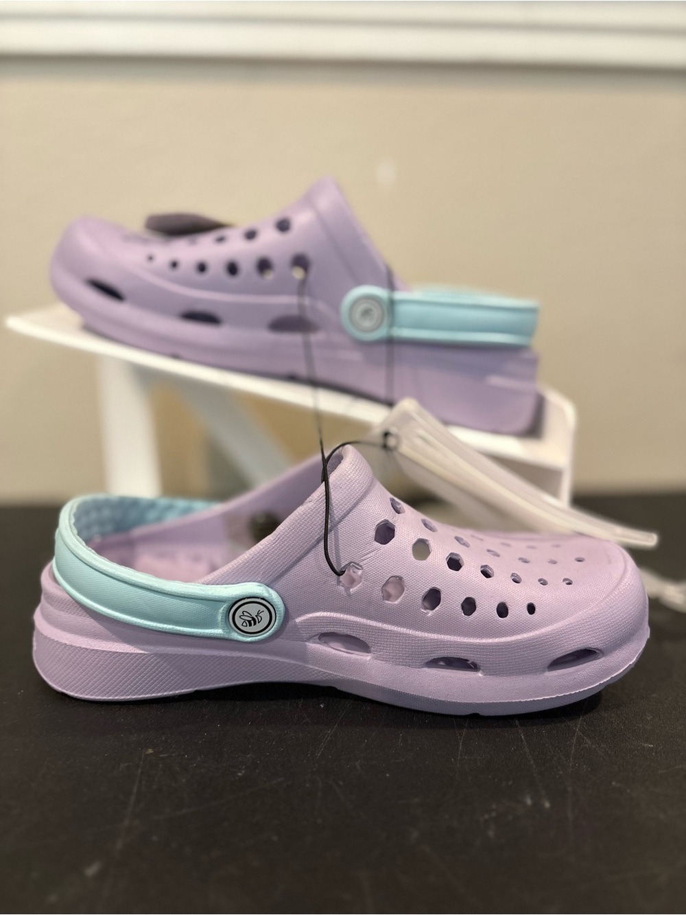 NEW Joybees Big Kids Dylan Slip-On Clogs Crocs EVA Sky Blue/Lilac Purple Sz 2 - Picture 2 of 6